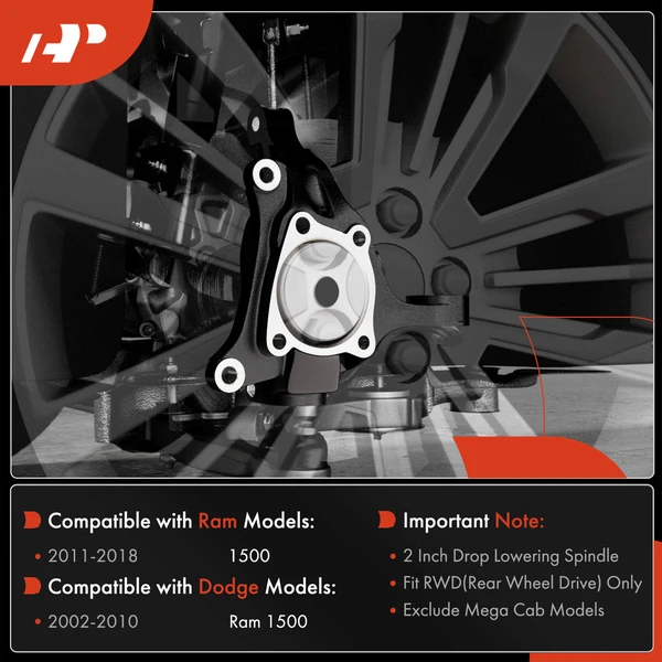 2 Pcs 2 Inch Front Drop Lowering Spindles for Dodge Ram 1500 2002-2018 RWD