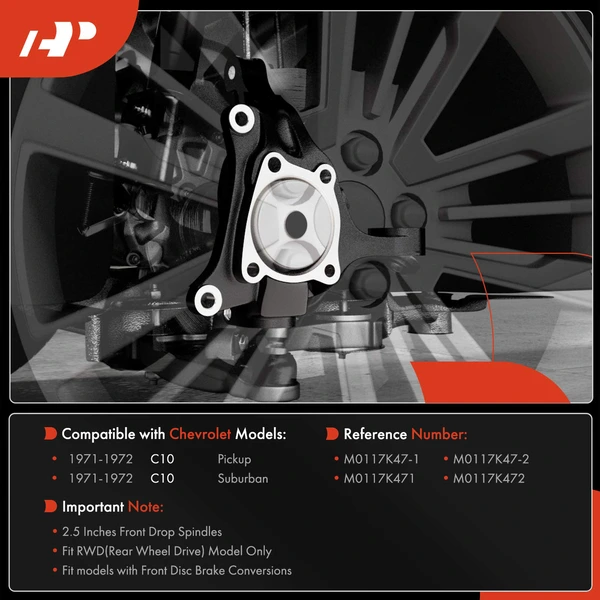 2 Pcs 2.5 Inch Front Drop Spindles Lower Suspension for Chevrolet C10 Pickup