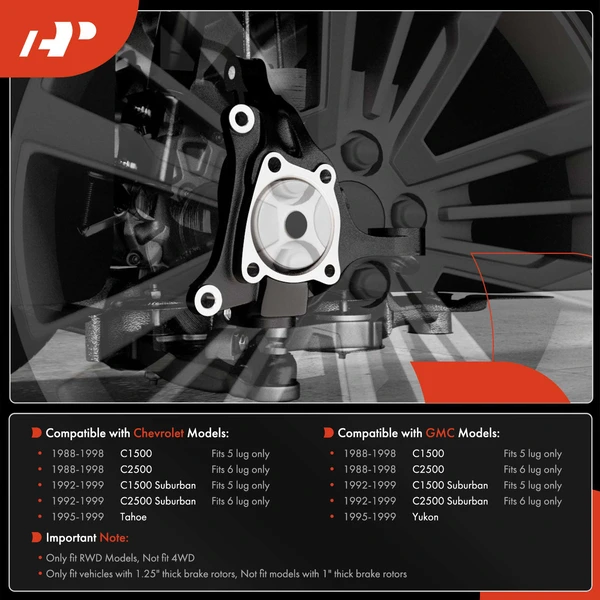 2 Pcs 4 Inch Front Lift Spindles for Chevy Silverado C1500 88-98 Tahoe GMC Yukon