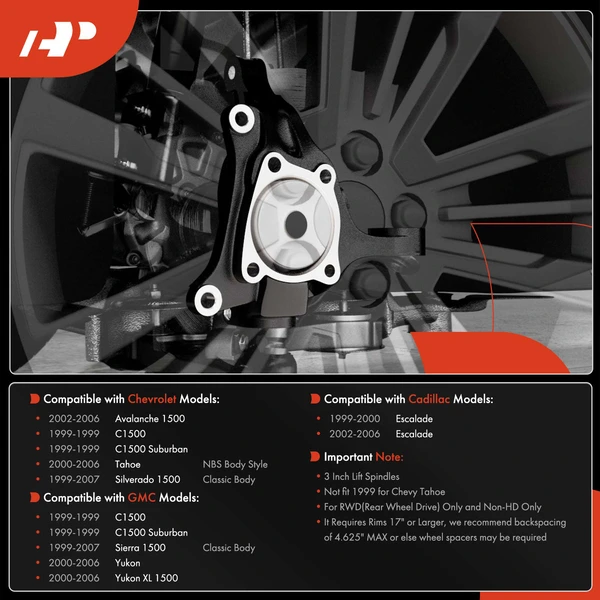 2 Pcs 3 Inch Front Lift Spindles for 2000-2006 Chevrolet Suburban 1500