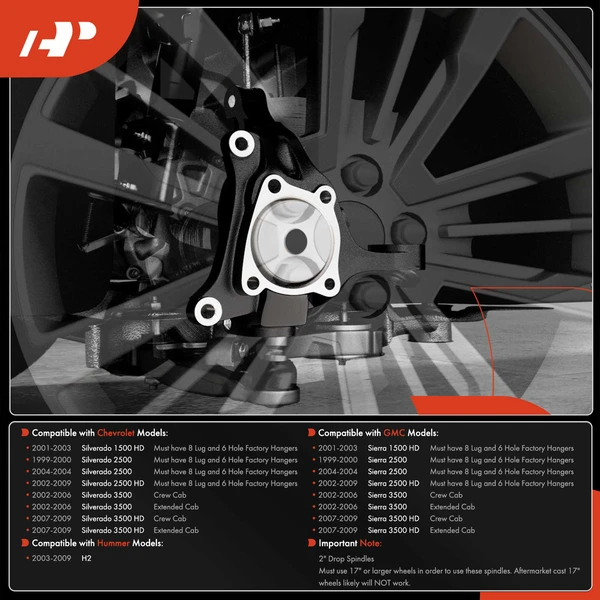 2 Pcs Front Drop Spindles for Chevy Silverado 2500HD 3500HD 3500 02-09 GMC
