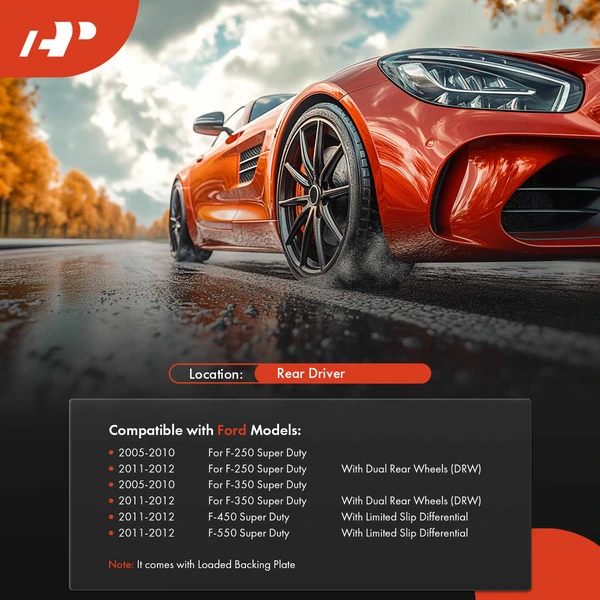 Rear Driver Parking Brake Assembly with Loaded Backing Plate for Ford F-250 Super Duty