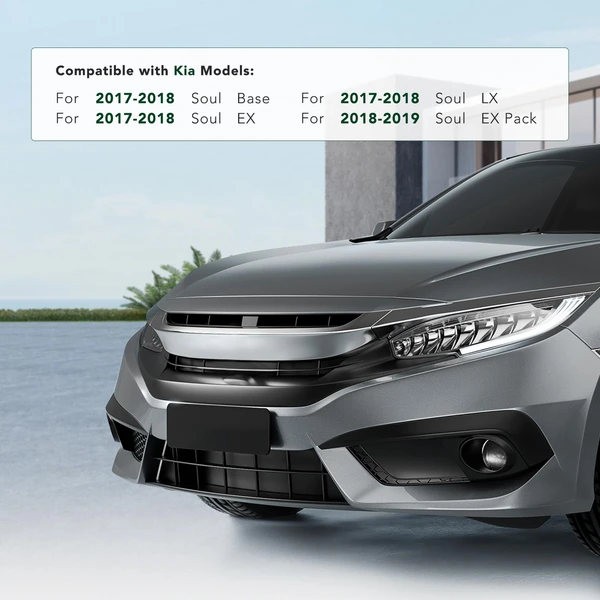 Front Black Plastic License Plate Bracket for Kia Soul 2017-2019 1.6L 2.0L