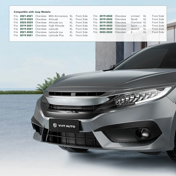 Front Black Plastic License Plate Bracket for Jeep Cherokee KL 2019-2023