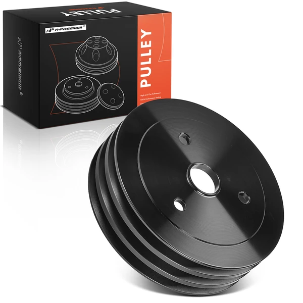 Black Aluminum SWP Triple Grooves Crankshaft Pulley for 1955-1968 SBC Chevy V8