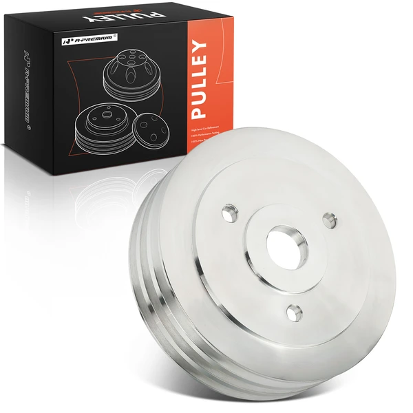 Polished Aluminum SWP Triple-Groove Crankshaft Pulley for 1965-1968 BBC Chevy V8