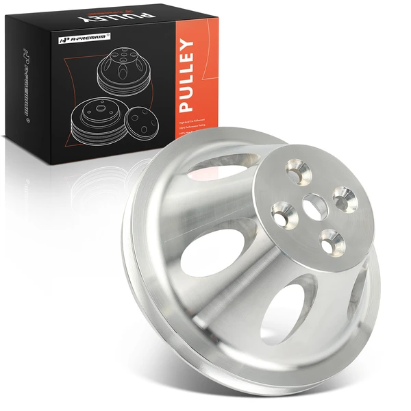 Polished Aluminum SWP Single Groove Water Pump Pulley for 1955-1968 SBC Chevy V8