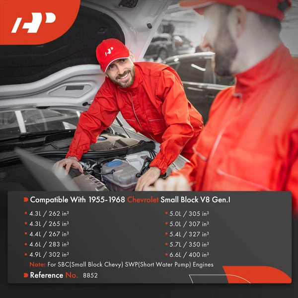 Machined Aluminum SWP Double-Groove Water Pump Pulley for 1955-1968 SBC Chevy V8