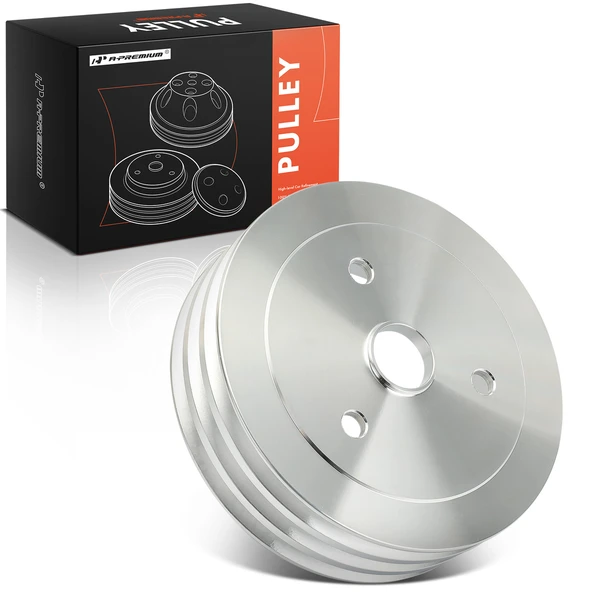 Machined Aluminum SWP Triple-Groove Crankshaft Pulley for 1955-1968 SBC Chevy V8