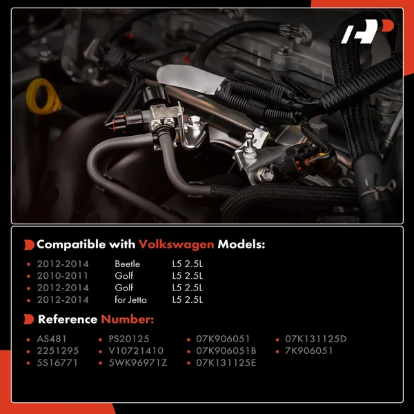 Air Injection Sensor with 3-Pin for Volkswagen Golf 2010-2014 Jetta Beetle 2012-2014