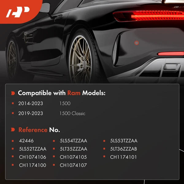 5 Pcs Front & Rear & Center Parking Sensor Bezel for Ram 1500 2014-2023 1500