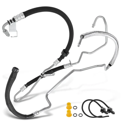 2 Pcs Power Steering Pressure & Return Line Hose Assembly
