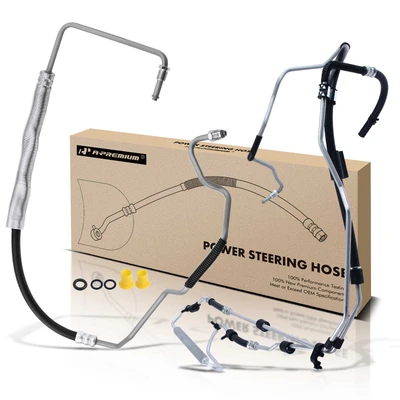 2 Pcs Power Steering Pressure & Return Line Hose Assembly