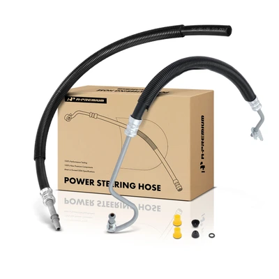 2 Pcs Power Steering Return+Pressure Line Hose Assy