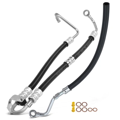 2 Pcs Power Steering Pressure & Return Line Hose Assembly