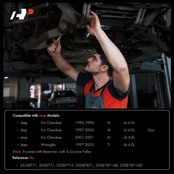 Power Steering Pump with Reservoir & Pulley for Jeep Wrangler 1997-2003 Cherokee