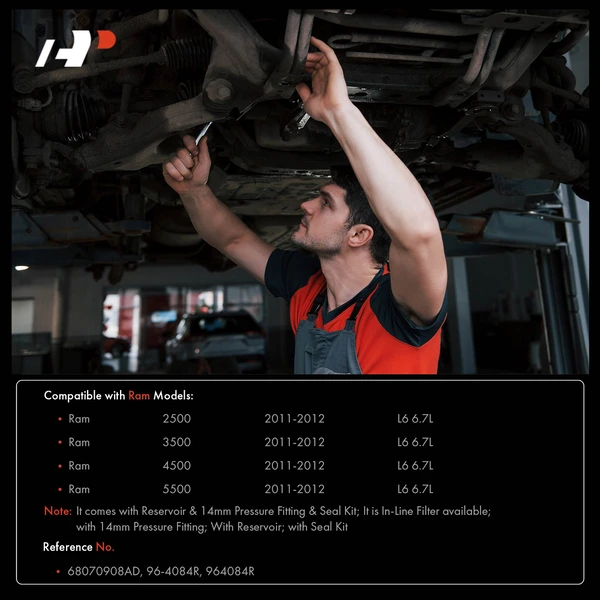 Power Steering Pump with Reservoir for Ram 2500 3500 4500 5500 2011-2012 L6 6.7L