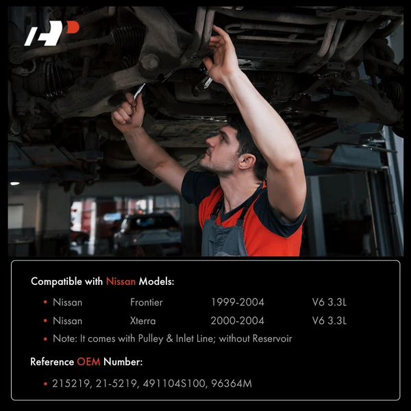 Power Steering Pump with Pulley for Nissan Murano 2003-2007 3.5L Naturally Aspirated