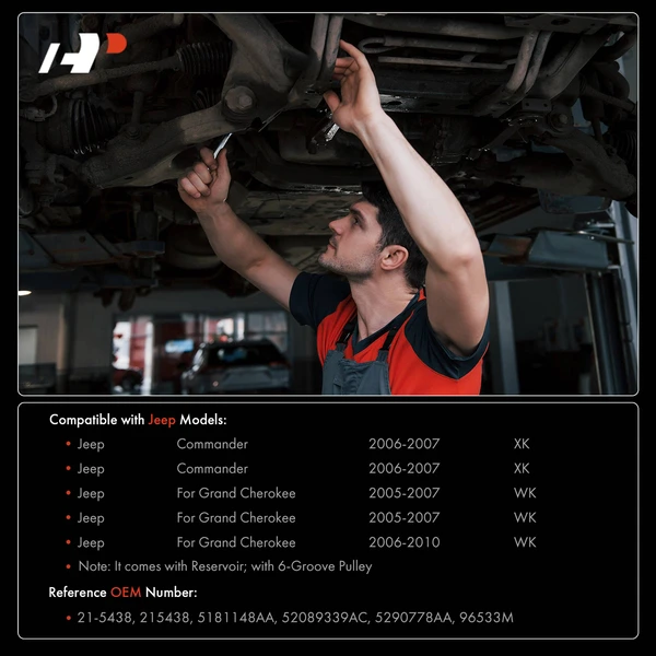 Power Steering Pump with Reservoir & Pulley for Jeep WK Grand Cherokee Commander