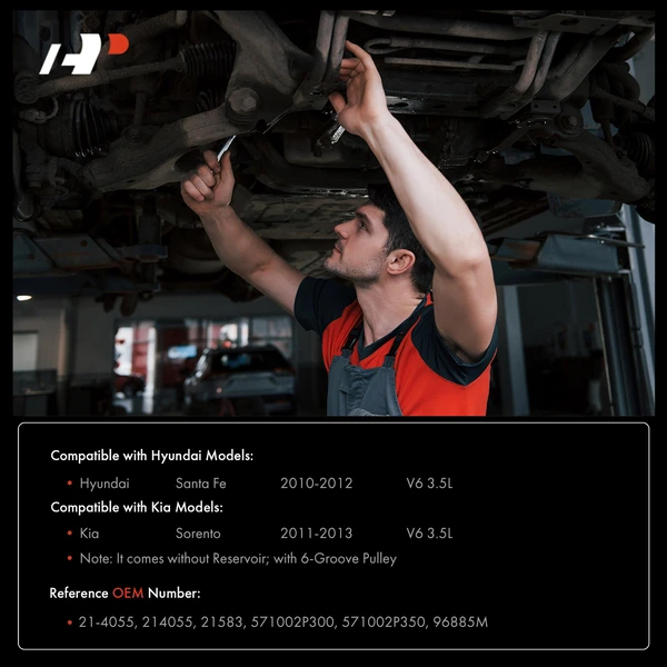 Power Steering Pump with Pulley for Hyundai Santa Fe 2010-2012 Kia Sorento 3.5L