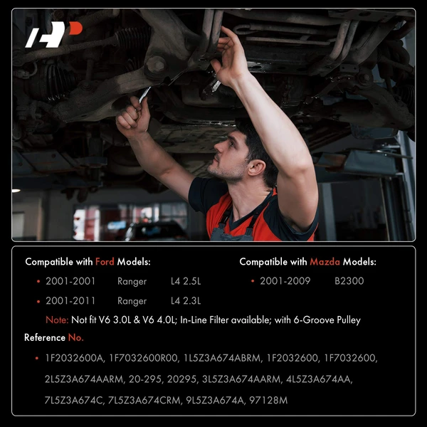 Power Steering Pump with 6-Groove Pulley for Ford Ranger 2001-2011 Mazda B2300 2001-2009