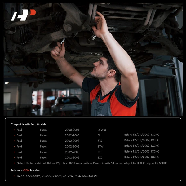 Power Steering Pump with 6 Groove Pulley for Ford Focus 2000-2003 2.0L