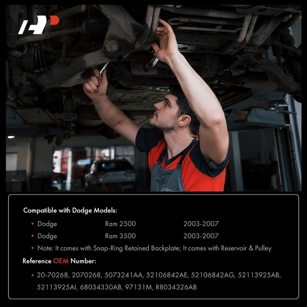 Power Steering Pump with Reservoir & Pulley for Dodge Ram 2500 Ram 3500 2003-2007