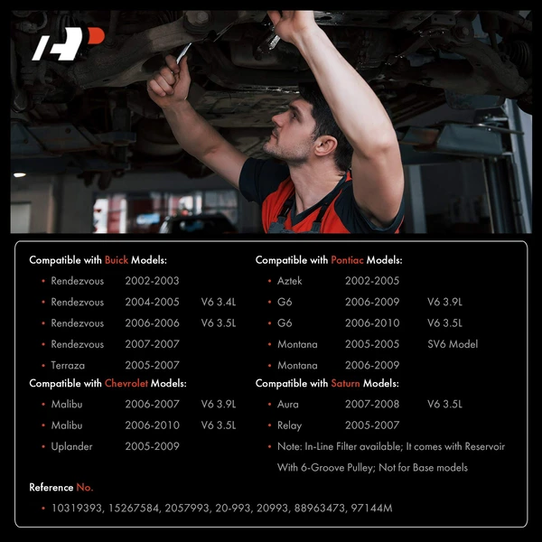 Power Steering Pump with Pulley & Reservoir for Chevy Malibu Buick Pontiac Saturn