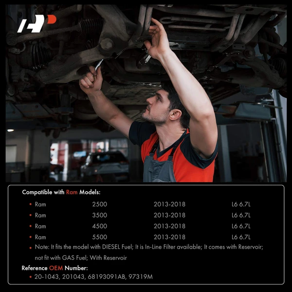 Power Steering Pump with Reservoir for Ram 2500 3500 4500 5500 2013-2018 DIESEL