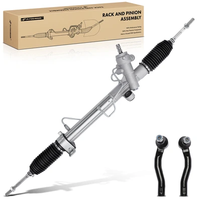 3 Pcs Front Power Steering Rack & Pinion & Tie Rod End Kit