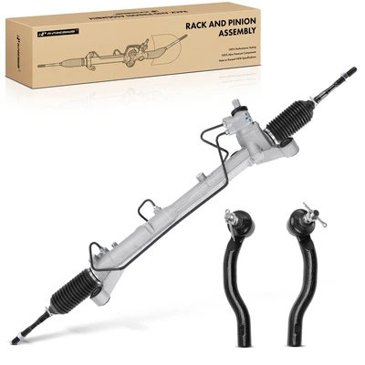 3 Pcs Front Power Steering Rack & Pinion & Tie Rod End Kit