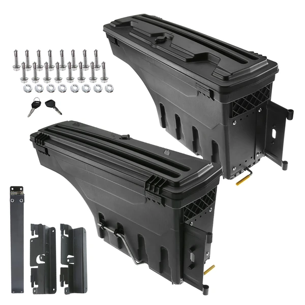 2 Pcs Rear Truck Bed Storage Box Toolbox with Lock for 2007-2009 2014-2018 Chevrolet Silverado 2500