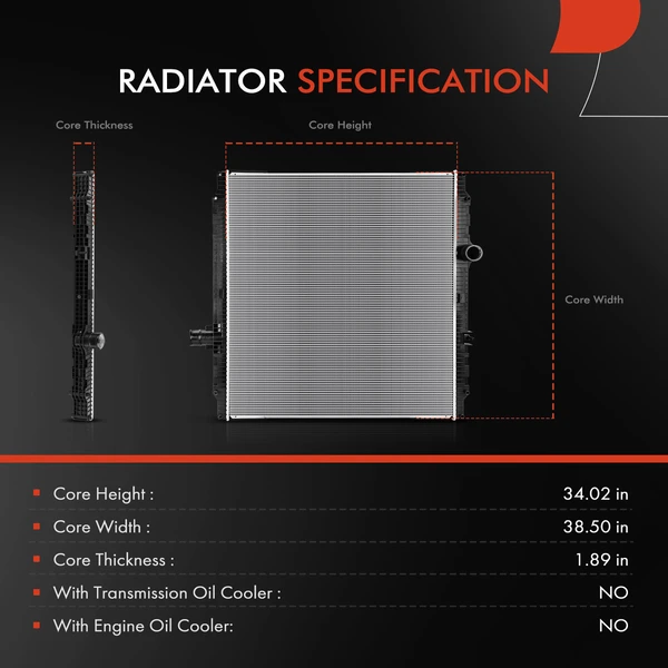 Radiator for Kenworth T2000 2008-2011 T680 2013 T700 2011-2013