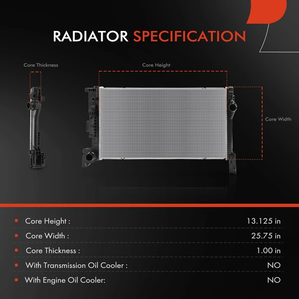 Aluminum Radiator without Oil Cooler for Volvo V90 2018-2019 V90 Cross Country Manual
