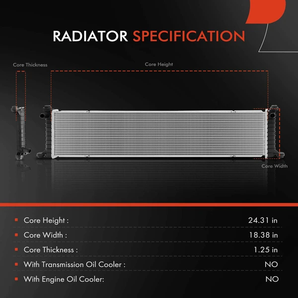 Aluminum Radiator without Oil Cooler for Tesla S 2016-2021 Electric