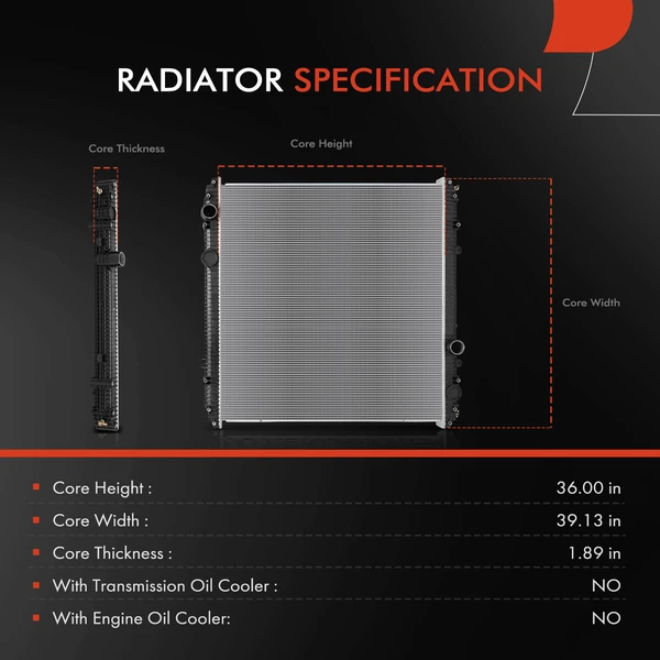 Aluminum Radiator for Ford AT9513 Freightliner Classic XL FLD112 Sterling Truck