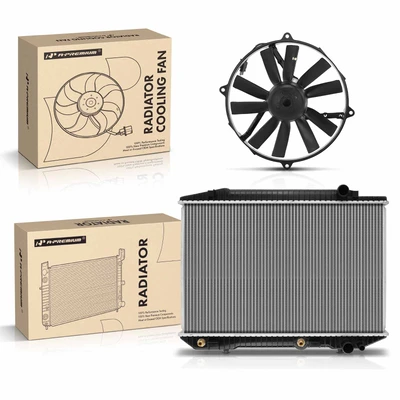 2 Pcs Radiator & Cooling Fan Assembly Kit for Mercedes-Benz 420SEL 560SEL