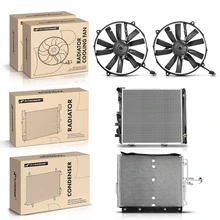4 Pcs Radiator & AC Condenser & Cooling Fan Kit for 1994-1995 Mercedes-Benz E320