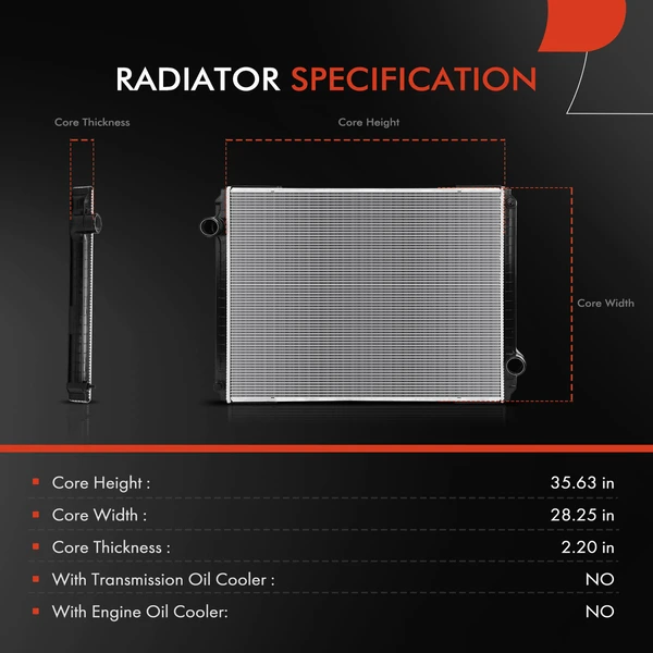 Radiator for International Harvester 5000 93-99 5500i 5600i 00-03 8100 93-02