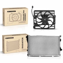 2 Pcs Radiator & Cooling Fan Assembly Kit for 1996-1998 BMW 740iL
