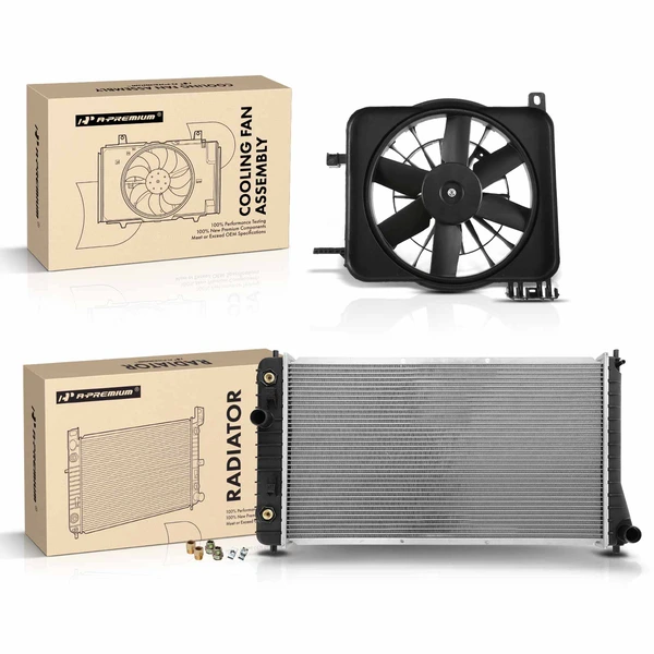 2 Pcs Radiator & Cooling Fan Assembly Kit for 1995-2002 Pontiac Sunfire