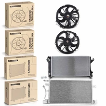 4 Pcs Radiator & AC Condenser & Cooling Fan Kit