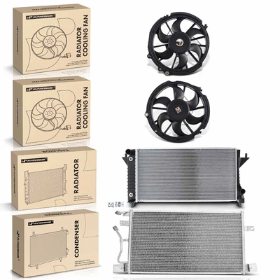 4 Pcs Radiator & AC Condenser & Cooling Fan Kit
