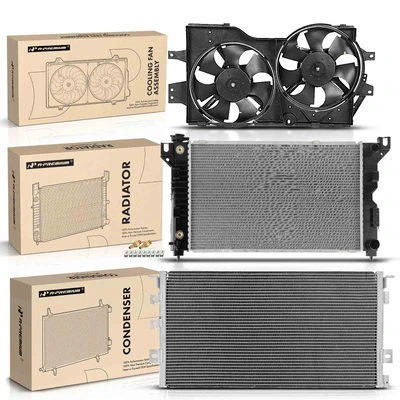 3 Pcs Radiator & AC Condenser & Cooling Fan Kit