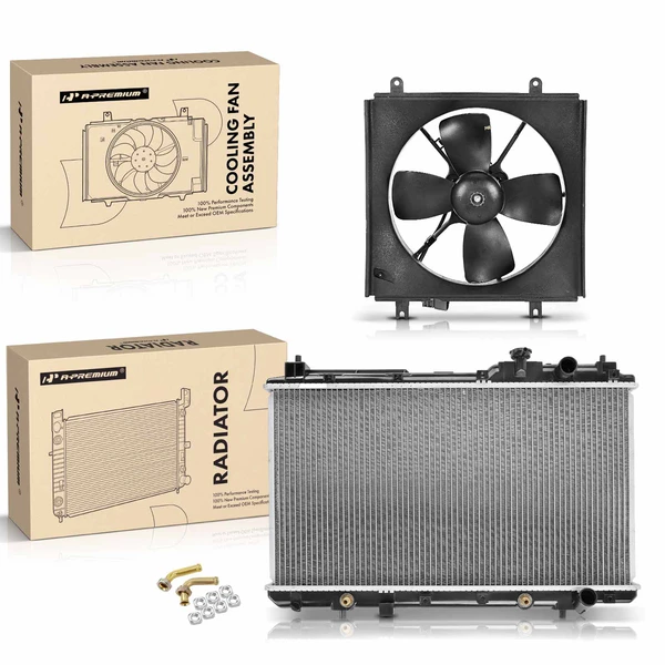 2 Pcs Radiator & Cooling Fan Assembly Kit for Honda CR-V 1997-2001 L4 2.0L Petrol