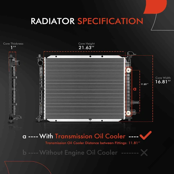 Aluminum Radiator with Transmission Oil Cooler for Ford Escort 1998-2003 2.0L