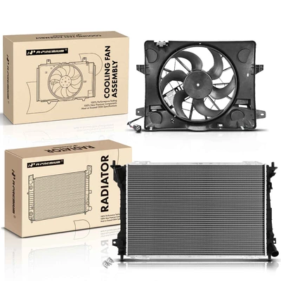 2 Pcs Radiator & Cooling Fan Assembly Kit