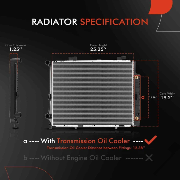 Aluminum Radiator with Transmission Oil Cooler for Mercedes-Benz W210 E320 1996-1997