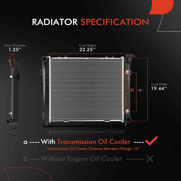 Aluminum Radiator with Transmission Oil Cooler for Jeep Grand Cherokee 1998 V8 5.2L 5.9L