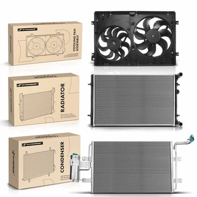 3 Pcs Radiator & AC Condenser & Cooling Fan Kit